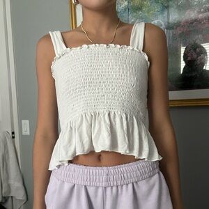 Urban White Ruffle Tank